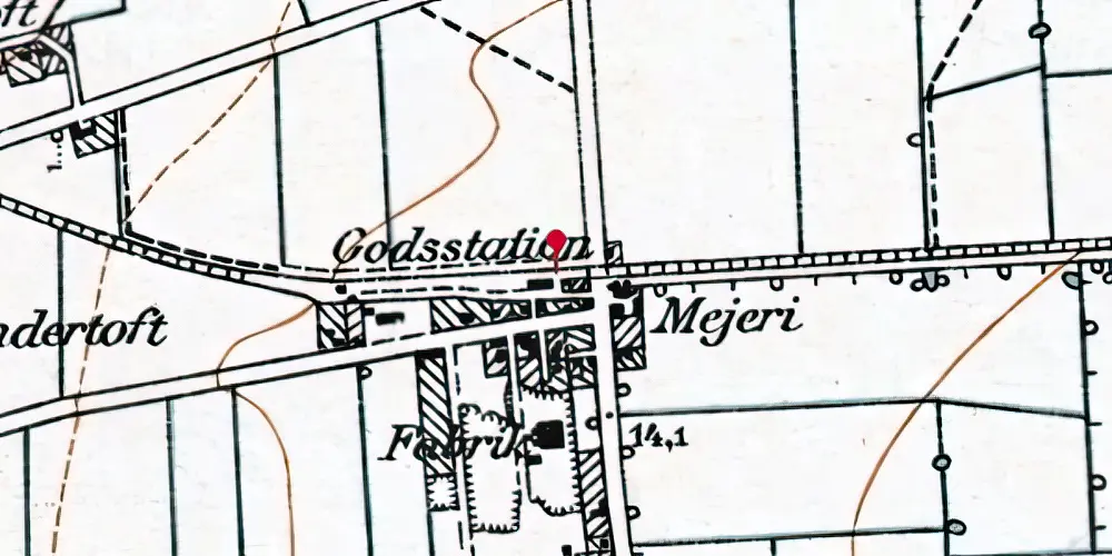 Historisk kort over Møgeltønder Station Historisk kort over Møgeltønder Station