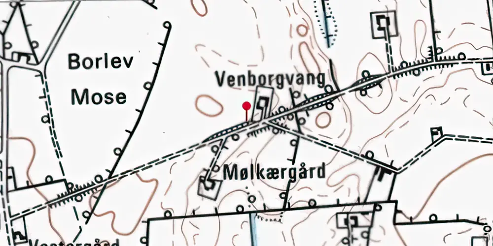 Historisk kort over Mølkjærs Gård Trinbræt