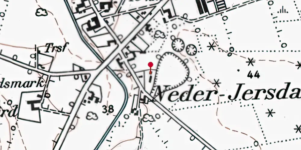 Historisk kort over Neder Jerstal Station