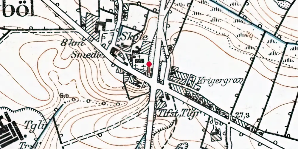 Historisk kort over Nybøl Station Historisk kort over Nybøl Station