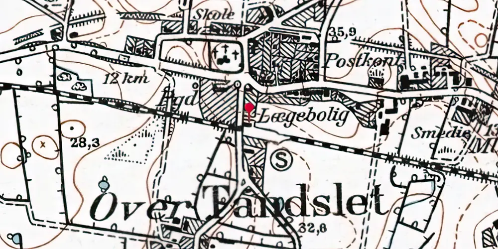 Historisk kort over Over-Tandslet Station Historisk kort over Over-Tandslet Station