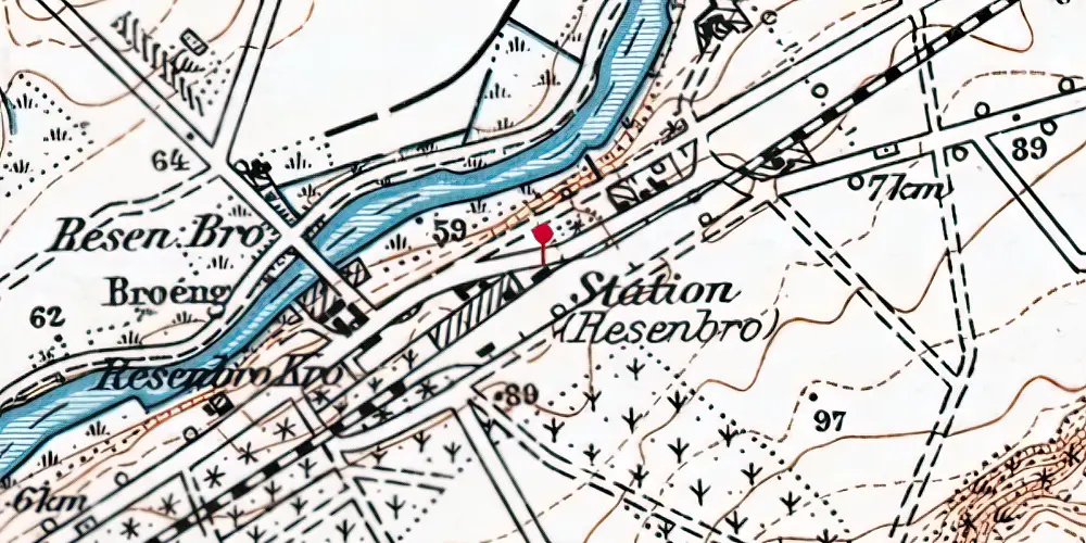 Historisk kort over Resenbro Station
