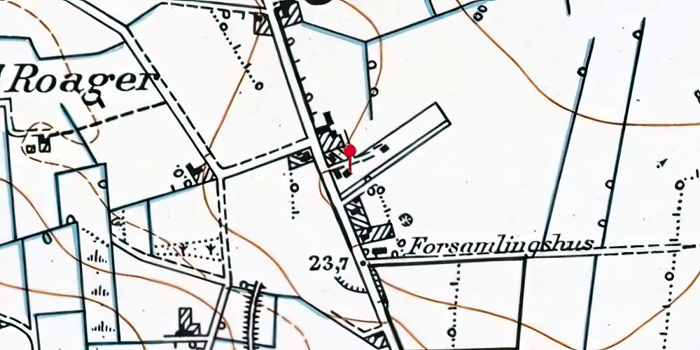 Historisk kort over Roager Station