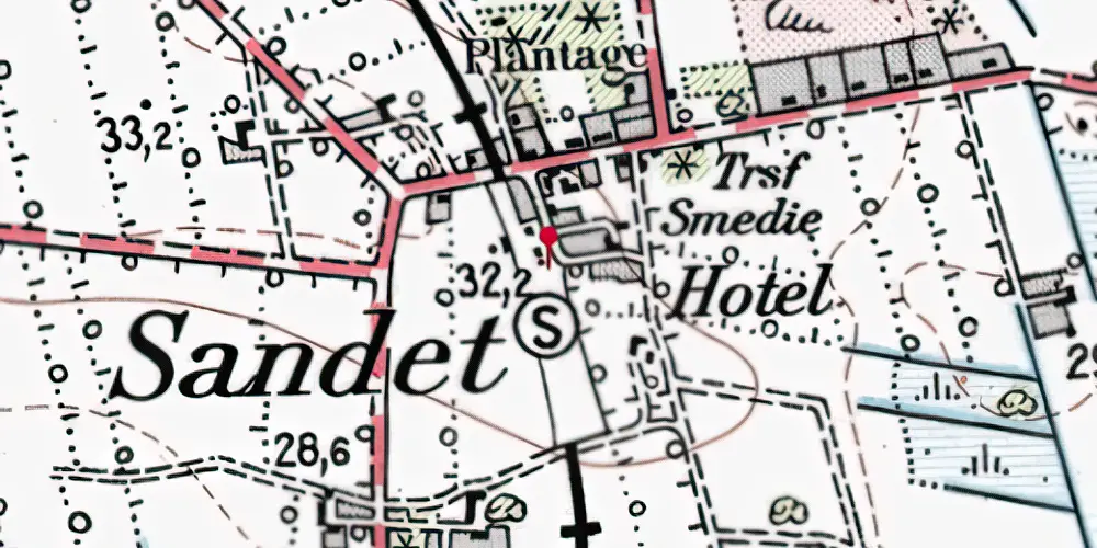Historisk kort over Sandet Station Historisk kort over Sandet Station