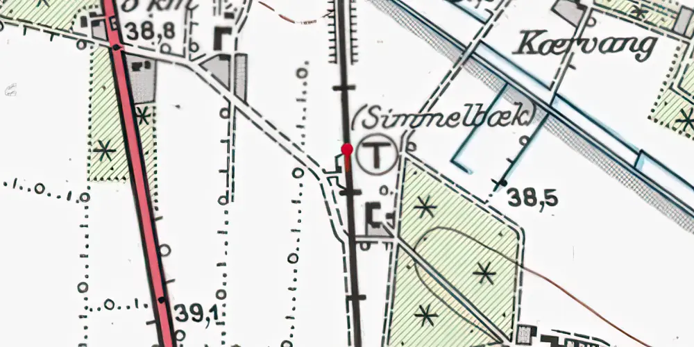Historisk kort over Simmelbæk Trinbræt Historisk kort over Simmelbæk Trinbræt
