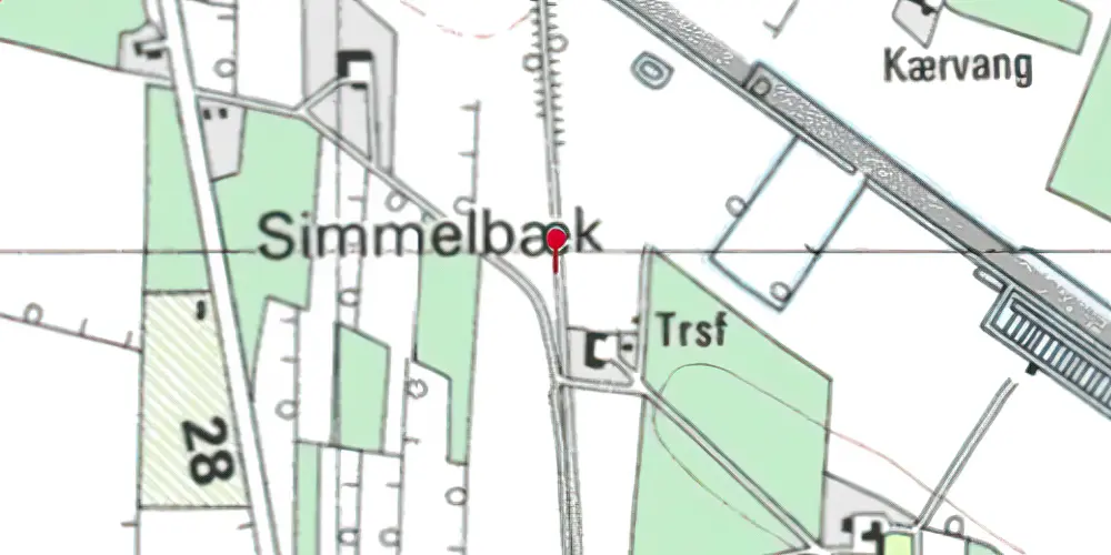 Historisk kort over Simmelbæk Trinbræt Historisk kort over Simmelbæk Trinbræt