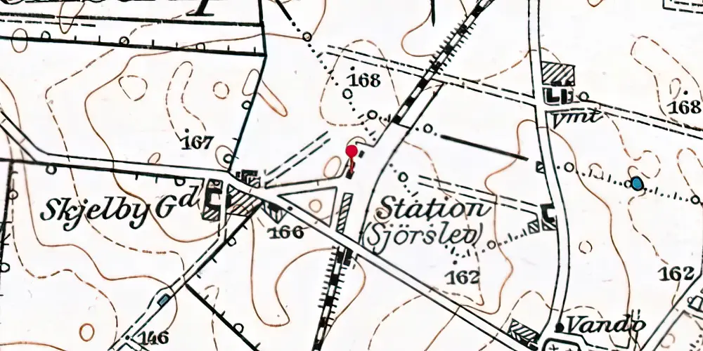 Historisk kort over Sjørslev Station Historisk kort over Sjørslev Station