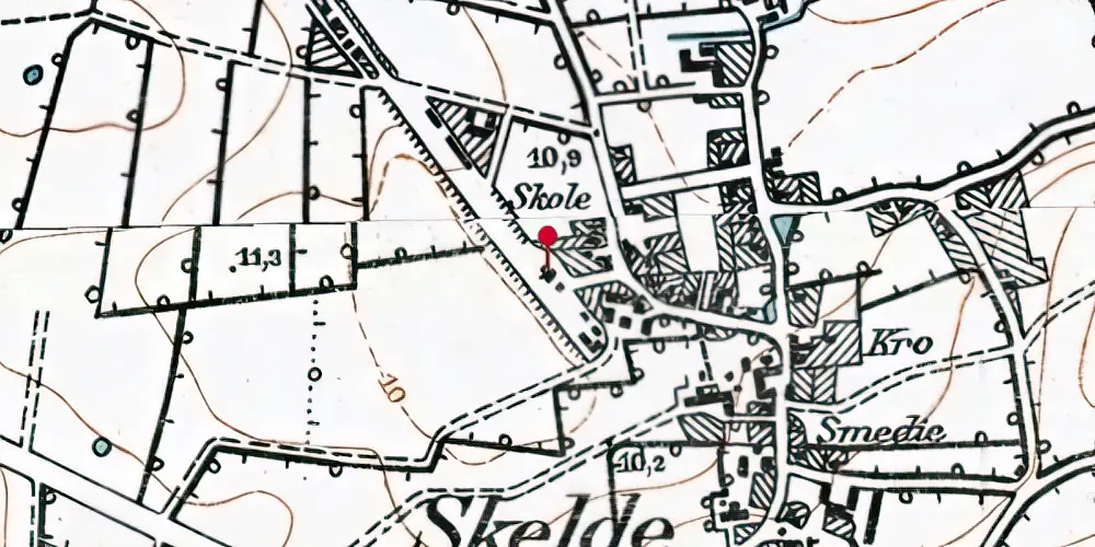Historisk kort over Skelde Station