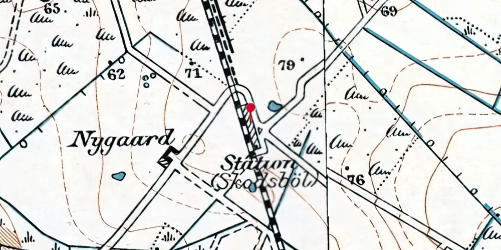 Historisk kort over Skodsbøl Station Historisk kort over Skodsbøl Station