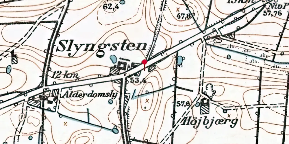 Historisk kort over Slyngsten Holdeplads Historisk kort over Slyngsten Holdeplads