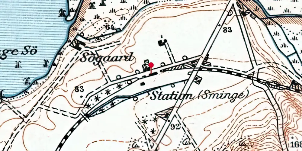 Historisk kort over Sminge Station