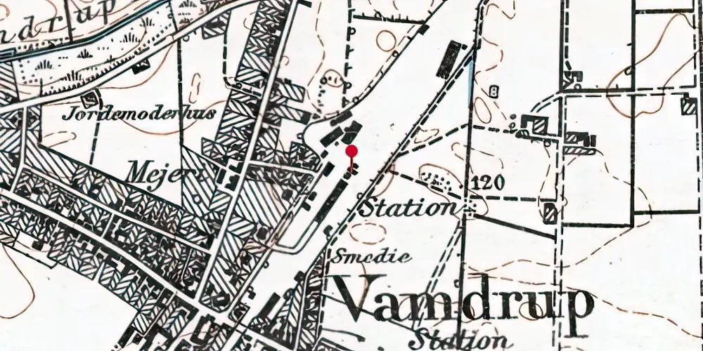 Historisk kort over Vamdrup Station Historisk kort over Vamdrup Station