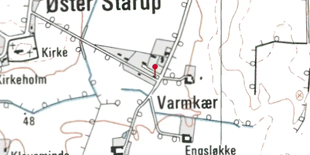 Historisk kort over Starup Holdeplads med sidespor Historisk kort over Starup Holdeplads med sidespor