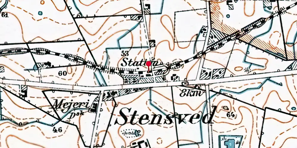 Historisk kort over Stensved Station Historisk kort over Stensved Station
