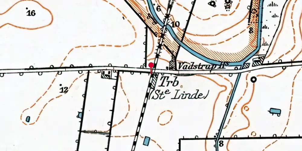 Historisk kort over Store Linde Trinbræt Historisk kort over Store Linde Trinbræt