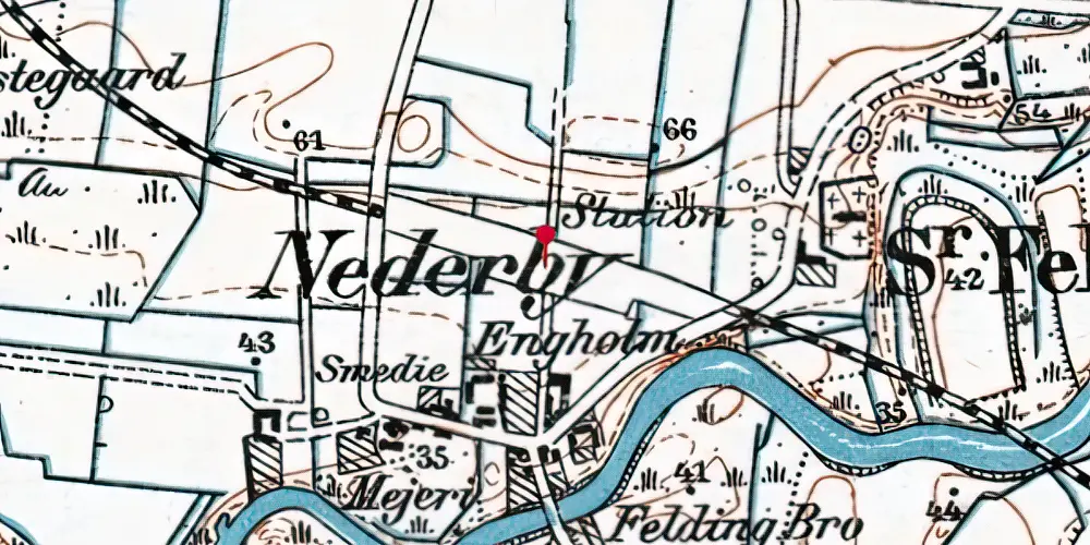 Historisk kort over Sønder Felding Station Historisk kort over Sønder Felding Station