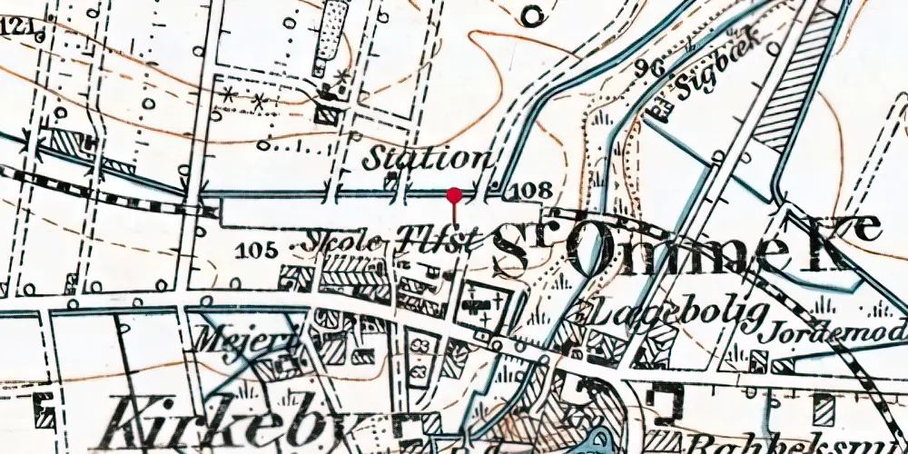 Historisk kort over Sønder Omme Station Historisk kort over Sønder Omme Station