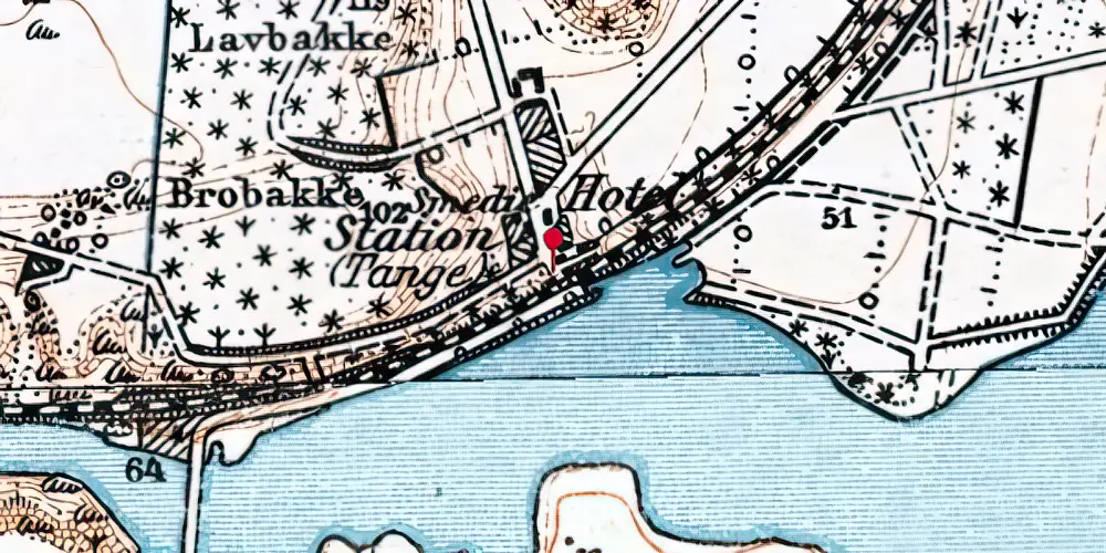 Historisk kort over Tange Station Historisk kort over Tange Station