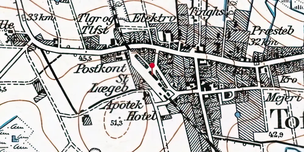 Historisk kort over Toftlund Station Historisk kort over Toftlund Station