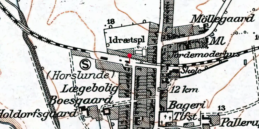 Historisk kort over Horslunde Station Historisk kort over Horslunde Station