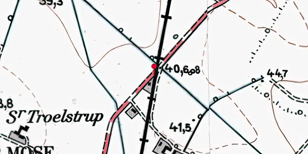 Historisk kort over Troelstrup Trinbræt Historisk kort over Troelstrup Trinbræt