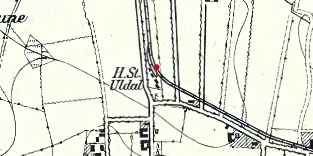 Historisk kort over Uldal Station Historisk kort over Uldal Station