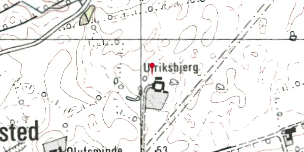 Historisk kort over Ulriksbjerg Holdeplads med sidespor Historisk kort over Ulriksbjerg Holdeplads med sidespor