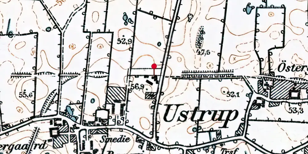 Historisk kort over Ustrup Station Historisk kort over Ustrup Station