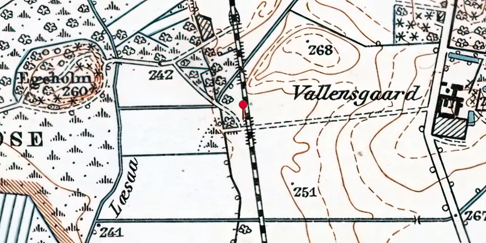 Historisk kort over Vallensgård Sidespor Historisk kort over Vallensgård Sidespor