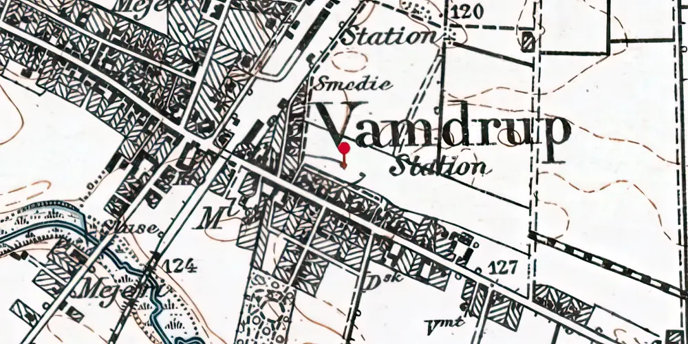 Historisk kort over Vamdrup Østbanegård Historisk kort over Vamdrup Østbanegård