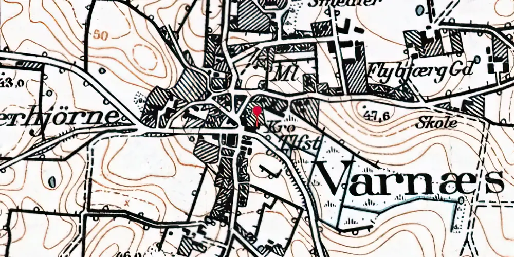 Historisk kort over Varnæs Stationskro Historisk kort over Varnæs Stationskro