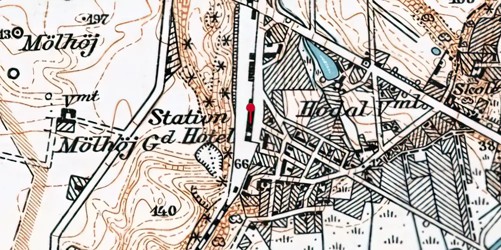 Historisk kort over Hobro Station Historisk kort over Hobro Station