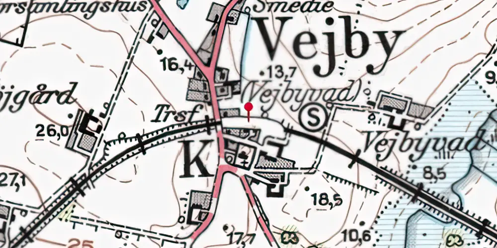 Historisk kort over Vejbyvad Station Historisk kort over Vejbyvad Station