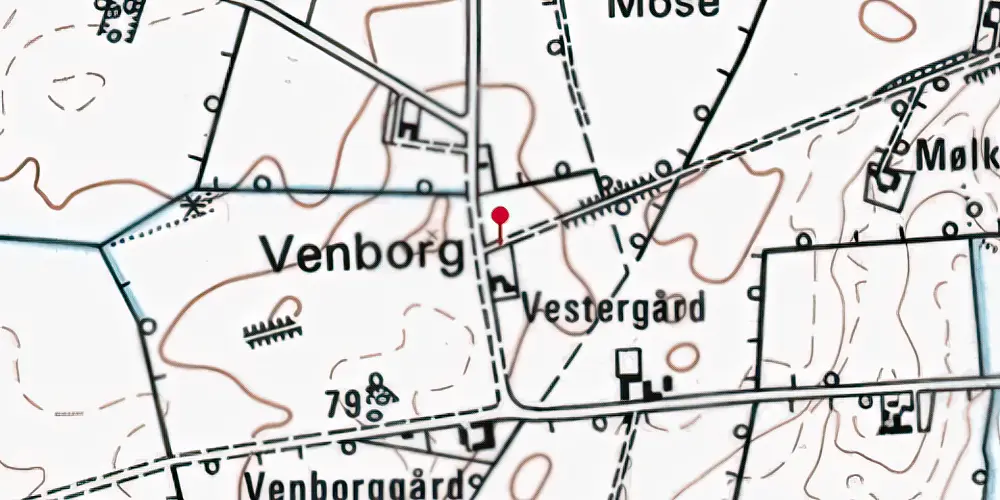 Historisk kort over Venborgvej Trinbræt Historisk kort over Venborgvej Trinbræt