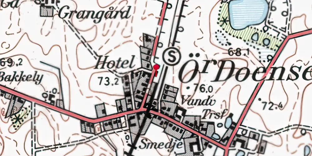 Historisk kort over Øster Doense Station