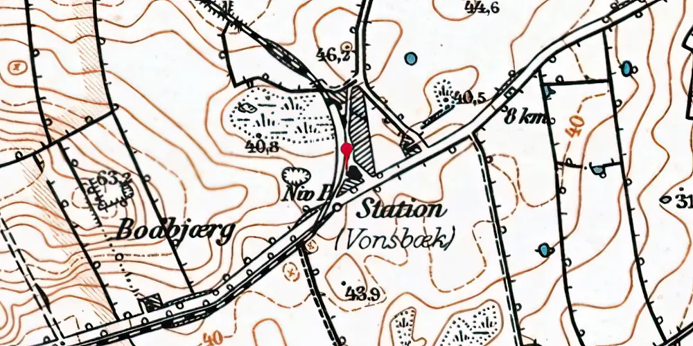 Historisk kort over Vonsbæk Station Historisk kort over Vonsbæk Station