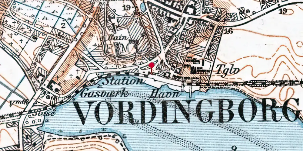 Historisk kort over Vordingborg Slot Station Historisk kort over Vordingborg Slot Station