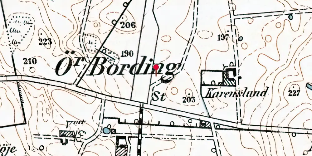 Historisk kort over Øster Bording Station Historisk kort over Øster Bording Station