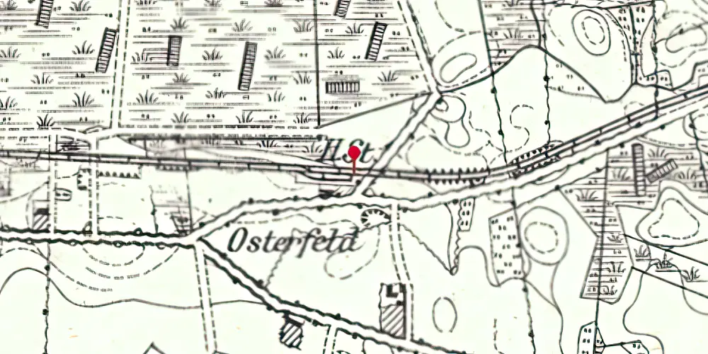 Historisk kort over Østermark Billetsalgssted Historisk kort over Østermark Billetsalgssted