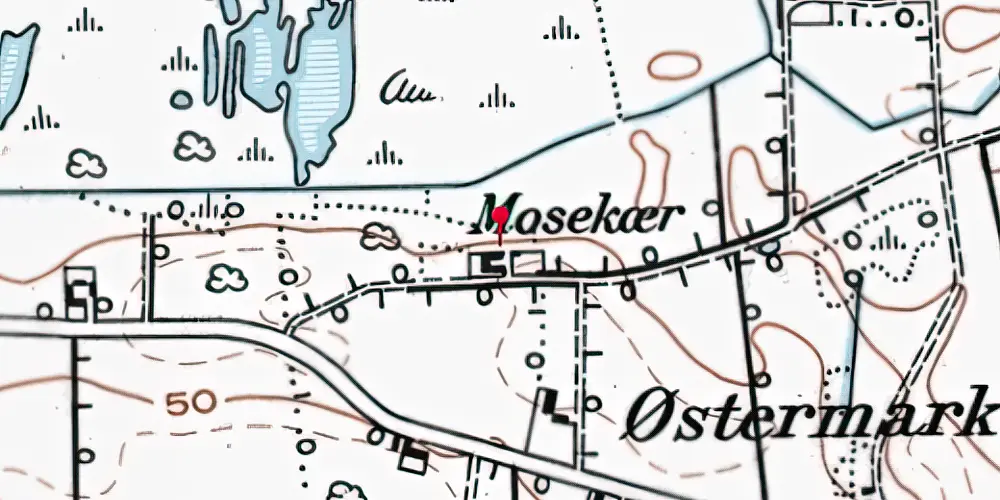 Historisk kort over Østermark Billetsalgssted Historisk kort over Østermark Billetsalgssted
