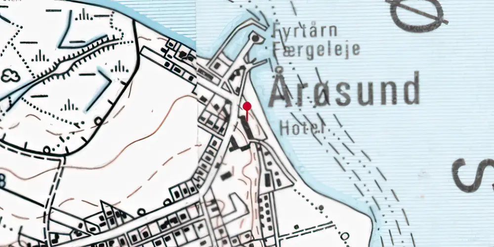 Historisk kort over Aarøsund Havn Station Historisk kort over Aarøsund Havn Station