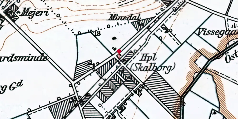 Historisk kort over Skalborg Trinbræt