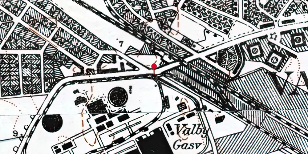 Historisk kort over Valby Gasværk Station Historisk kort over Valby Gasværk Station