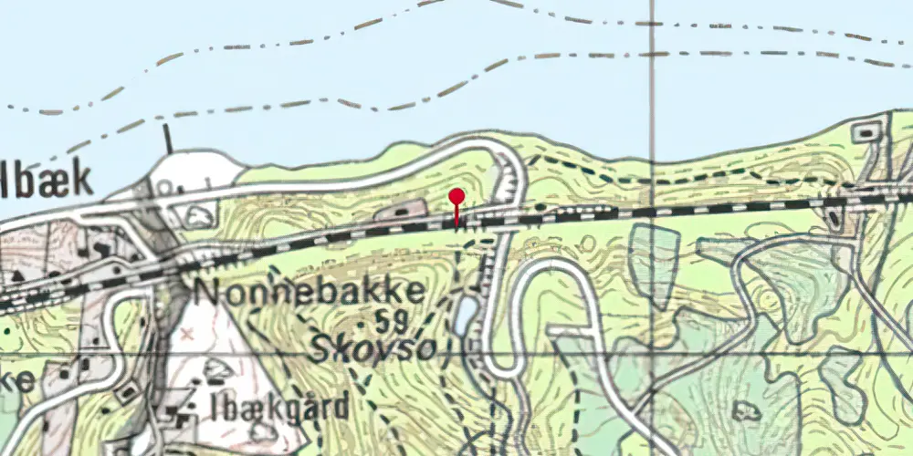Historisk kort over Munkebjerg Teknisk Station