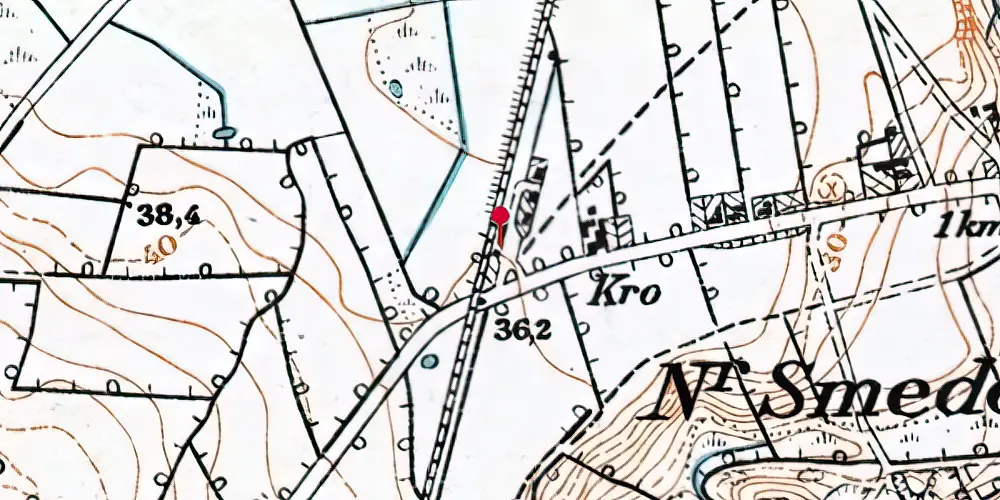 Historisk kort over Smedeby Station Historisk kort over Smedeby Station