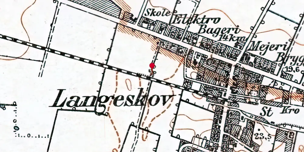 Historisk kort over Langeskov Trinbræt Historisk kort over Langeskov Trinbræt