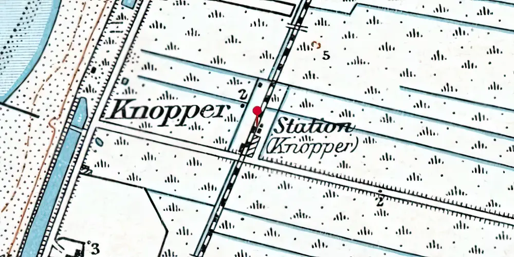 Historisk kort over Knopper Station Historisk kort over Knopper Station