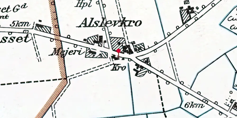Historisk kort over Alslev Kro (Smalspor) Holdeplads Historisk kort over Alslev Kro (Smalspor) Holdeplads