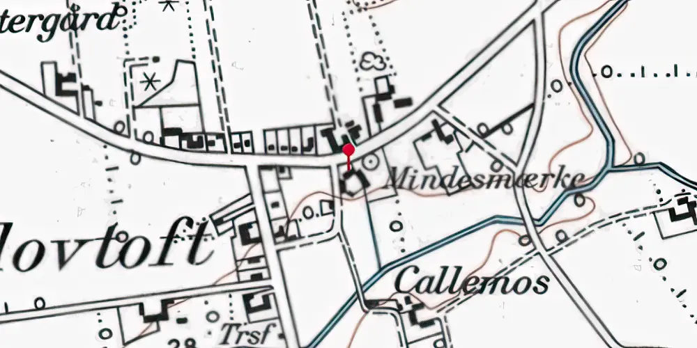 Historisk kort over Klovtoft (Smalspor) Stationskro