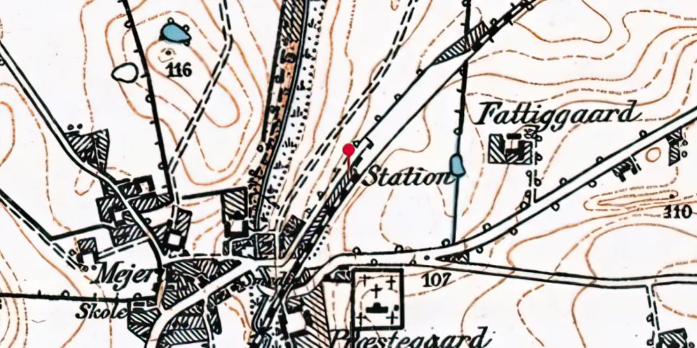 Historisk kort over Hatting Station Historisk kort over Hatting Station